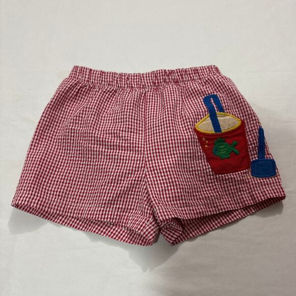 Vintage 90s Baby Toddler The Bailey Boys Gingham Shorts Beach Embroidered 18M - Picture 1 of 5
